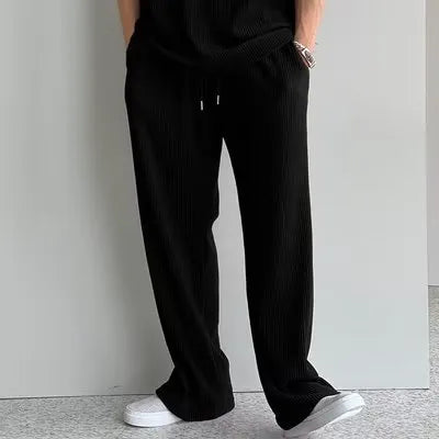 Men's polyester sleeveless tank top and trousers two-piece sportswear suit in t14 beige