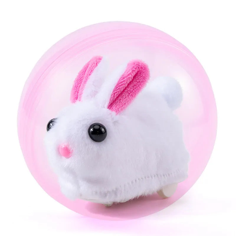 Hamster rolling ball toy with battery base and interchangeable plush shell designs