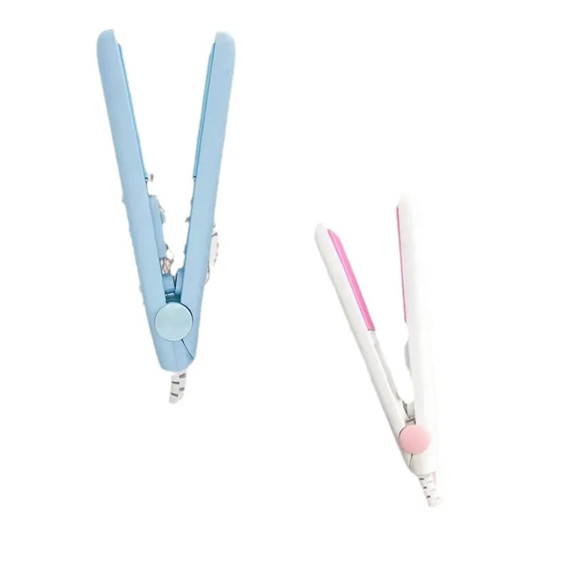 Mini hairdressing splint straightener for bangs and perm styling with storage box in choice of five colours.
