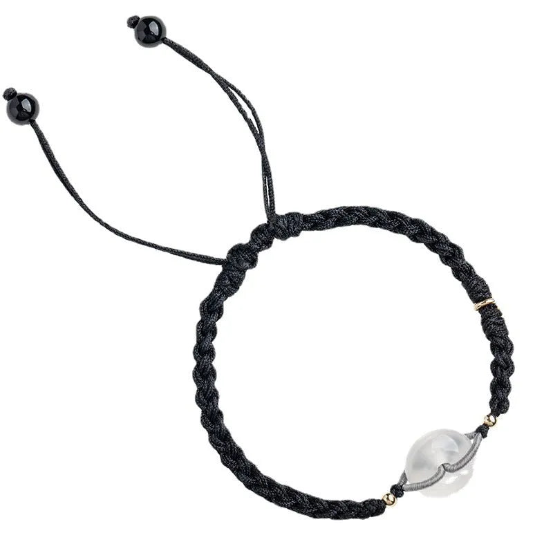 Women's vintage weave crystal bracelet with flower-shaped beads and ethnic styling