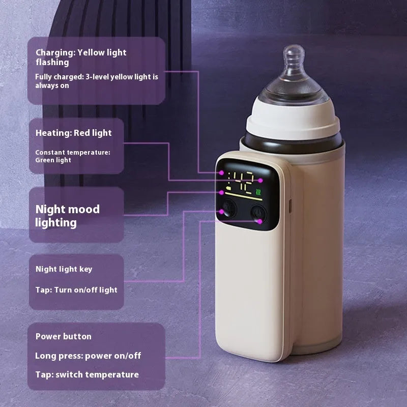 Universal baby bottle warmer with fast-charge 8000mAh battery and USB charger