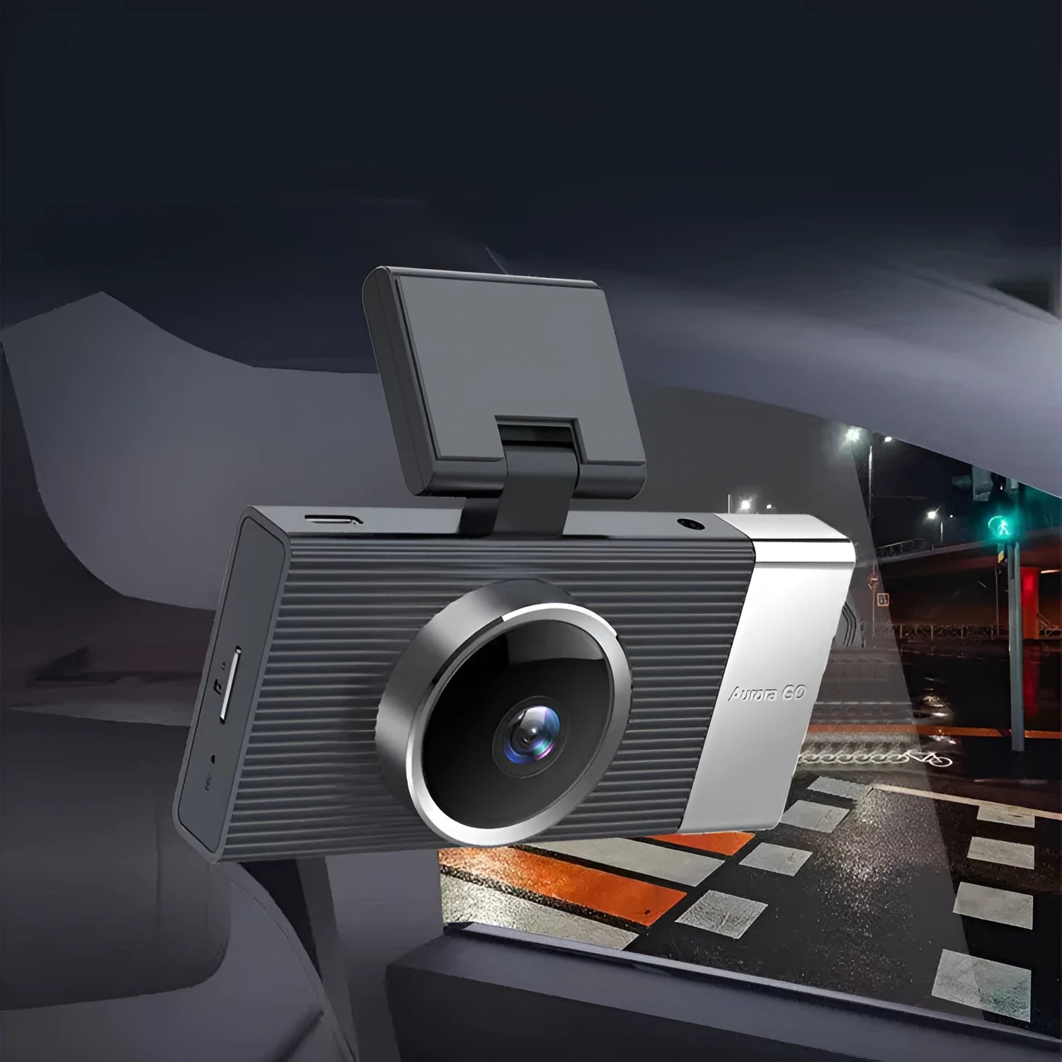 Wi-Fi enabled three-lens driving recorder with 3-inch screen and push-button controls