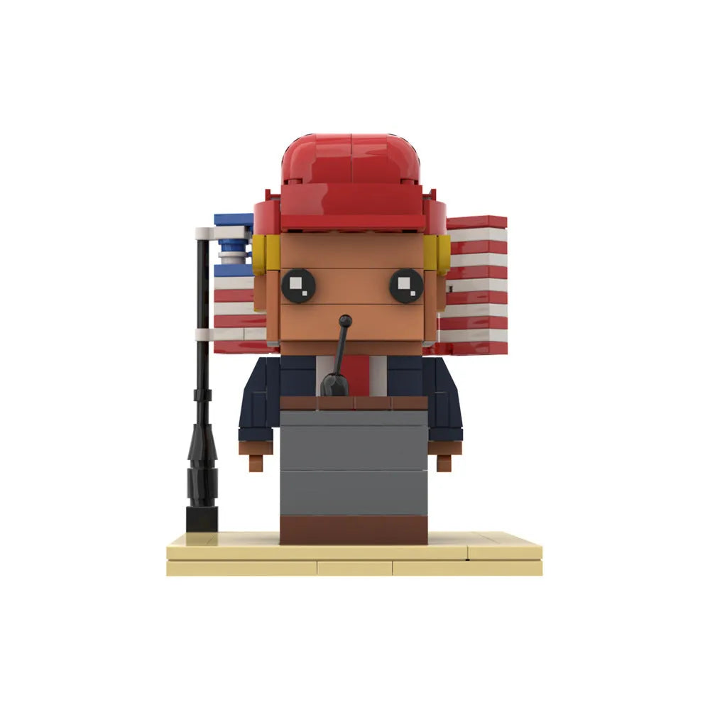 Trump scenario small particle plastic building block ornament kit in bagged packing with customisable graphic option