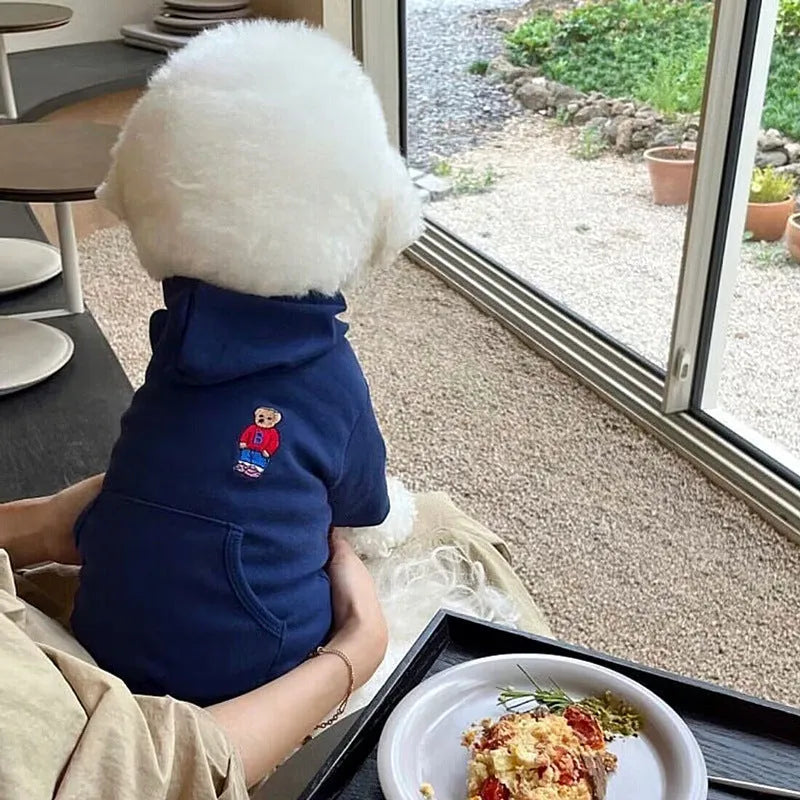 Cartoon bear satchel dog sweater in polyester, casual style, available in multiple colours and sizes