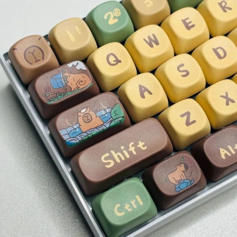 Capabala PBT Girl MOA Height profile 130-key ABS plastic mechanical keyboard keycap set laid out.