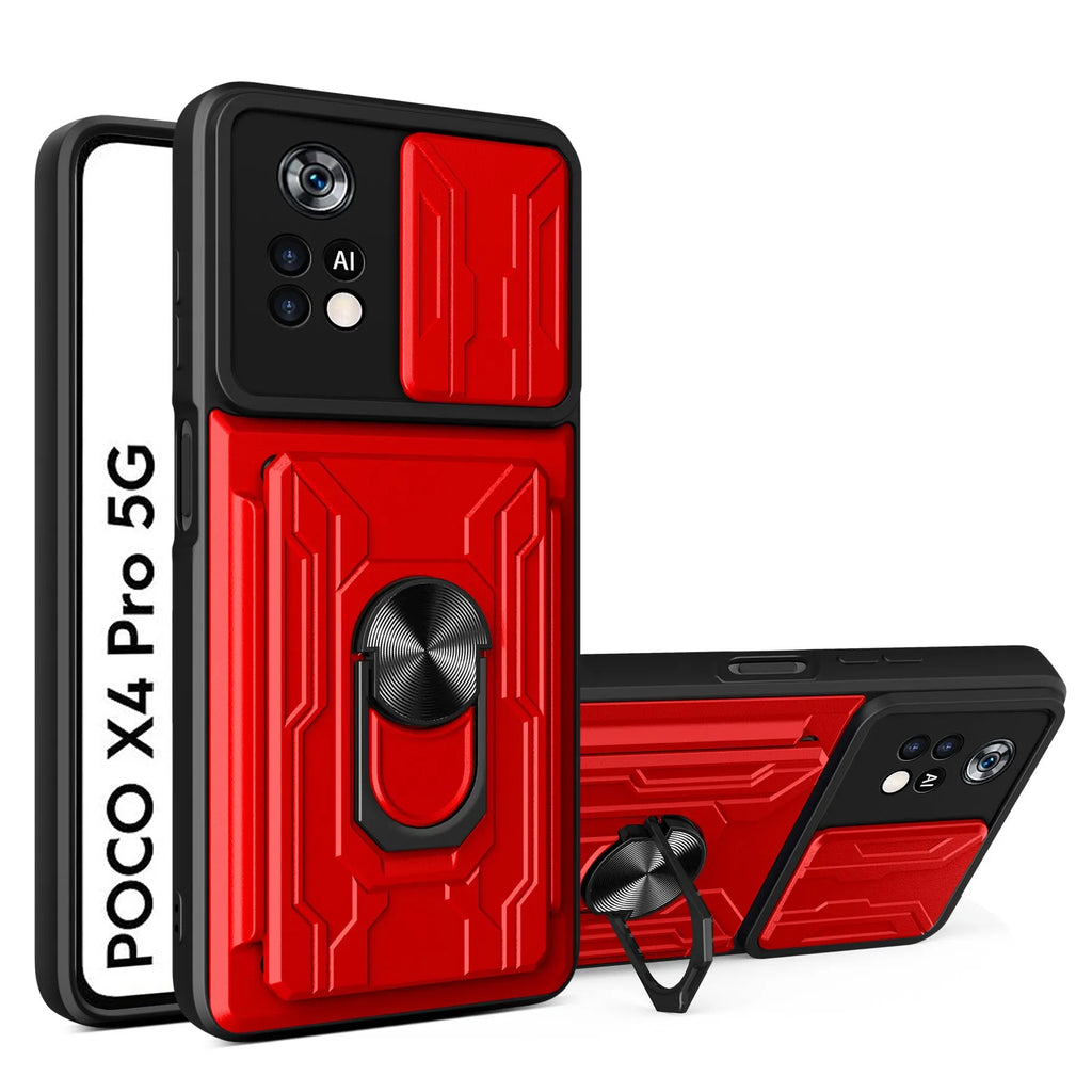 Xiaomi Redmi multi-function card phone case in royal blue, TPU PC slim back cover with card slot