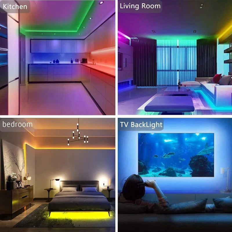 20-metre 5050 RGB LED strip light with remote control and 360 diodes for indoor room decoration