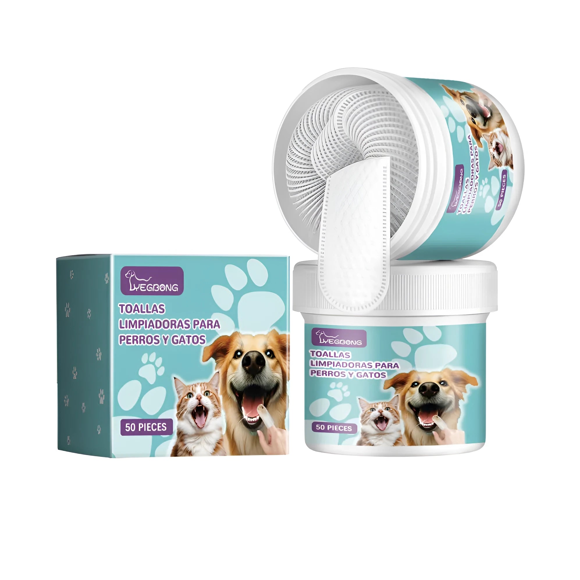 Dog cleaning finger muffs measuring 7.6 by 8.8 cm for tartar removal with sodium bicarbonate