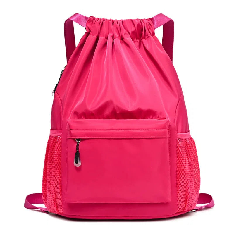 Oxford cloth travel fitness backpack with curved shoulder straps, solid colour, stitched detail, under 20L