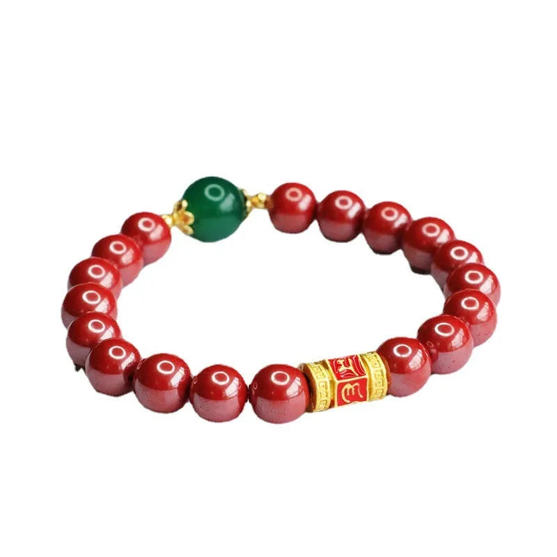 Emperor sandstone six words motto bracelet made from cinnabar with 8mm thickness and adjustable design