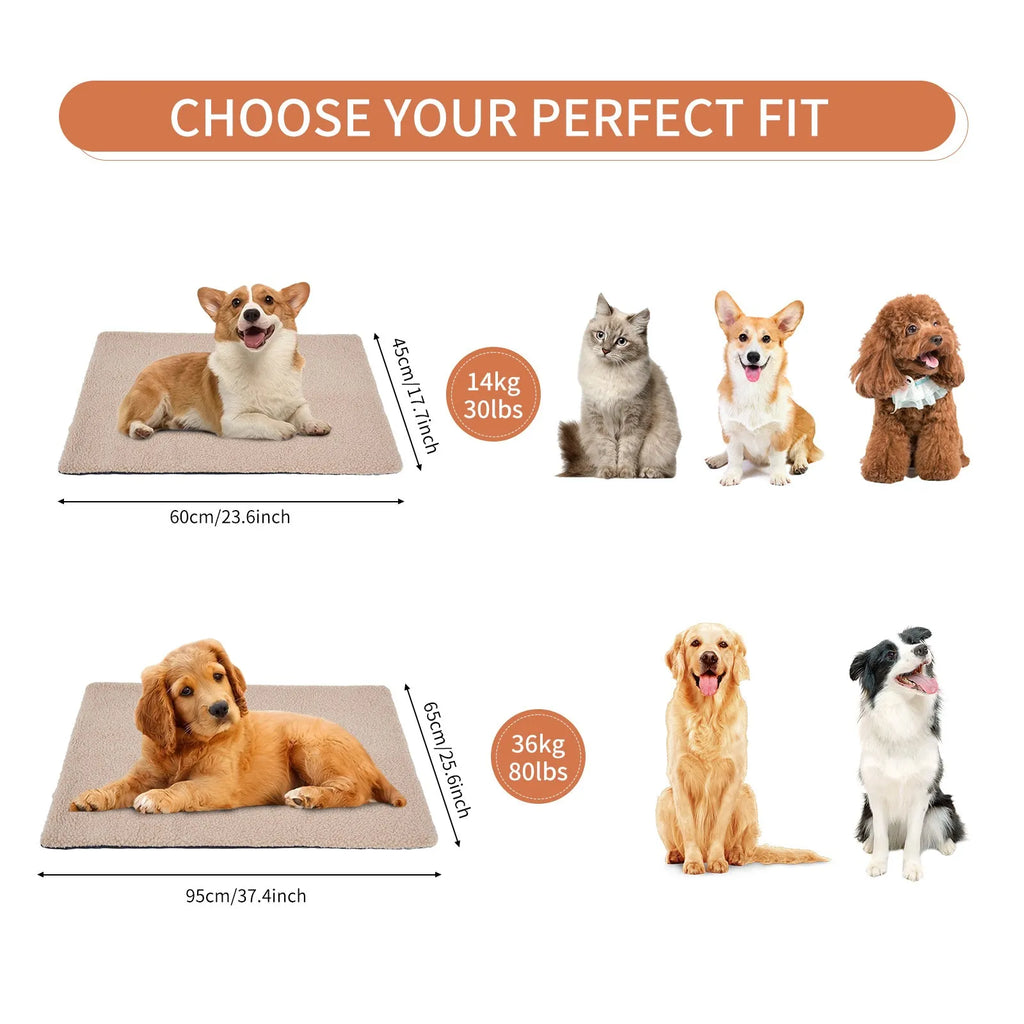 Grey plush self-heating pet bed for cats and small dogs with dimensions 95x65cm