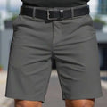Men's solid colour straight-fit fifth pants in apricot, showing the fifth length and trouser cut.