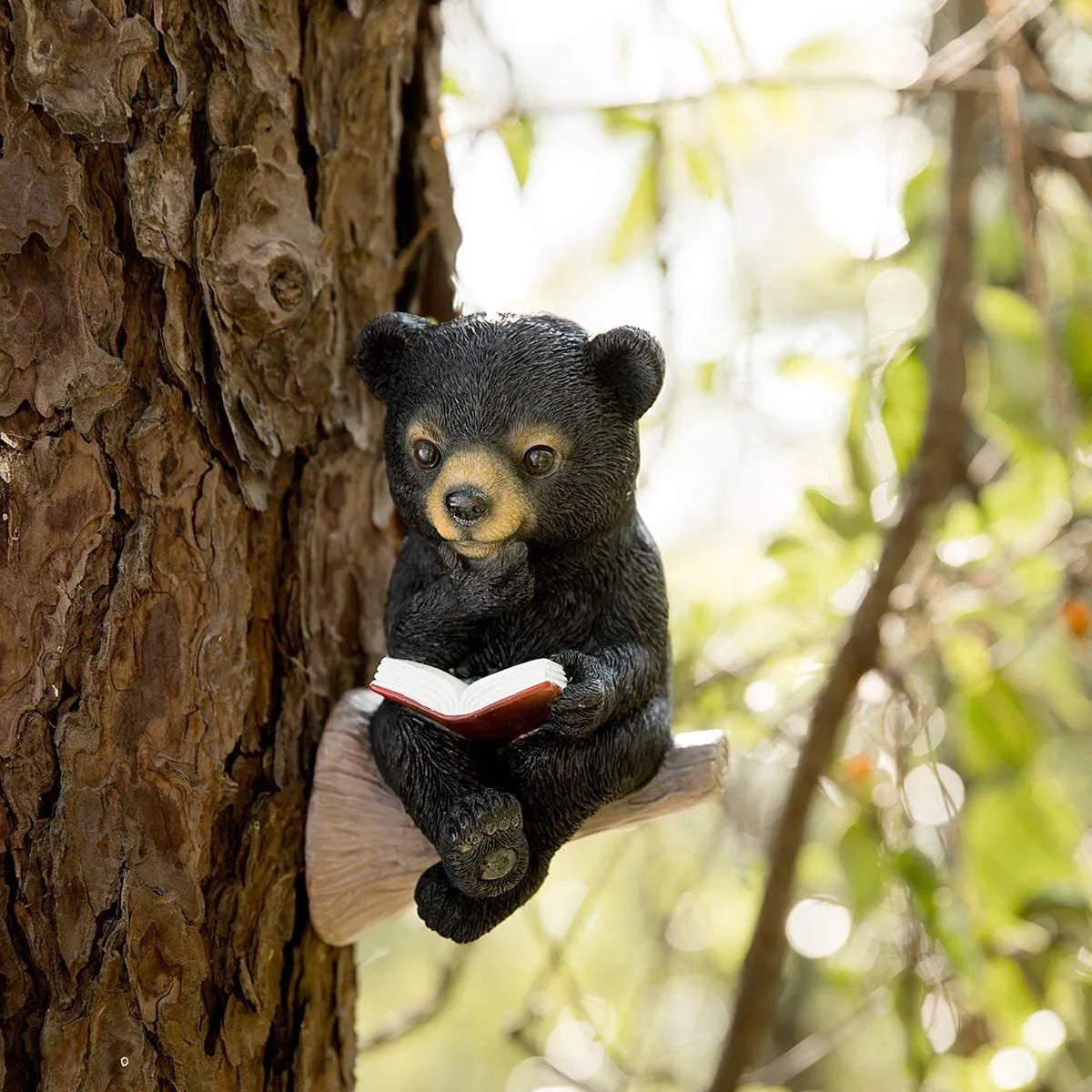 Black bear solar light ornament made of synthetic resin in modern simplicity style for garden pathways