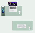 15W wireless charging desk mat with PU colour-changing leather surface and metal stamping finish on a desk