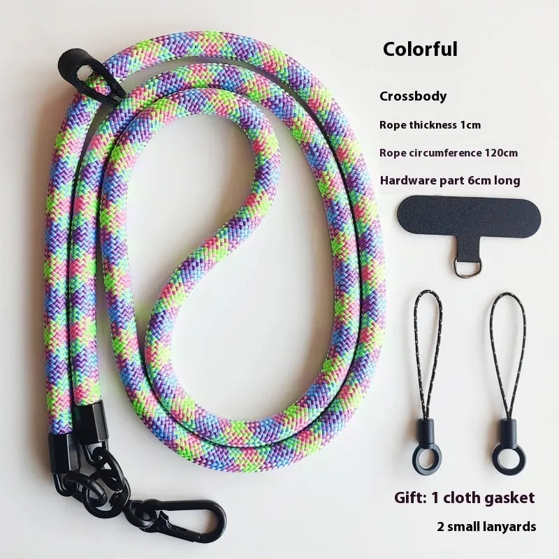 Mobile phone lanyard crossbody anti-lost sling in multi-colour with polyester rope and metal buckle clip