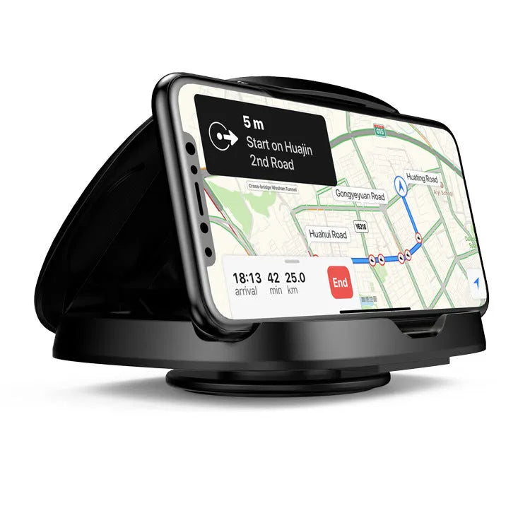 Black rotating suction cup car navigator bracket showing 360-degree adjustment mechanism