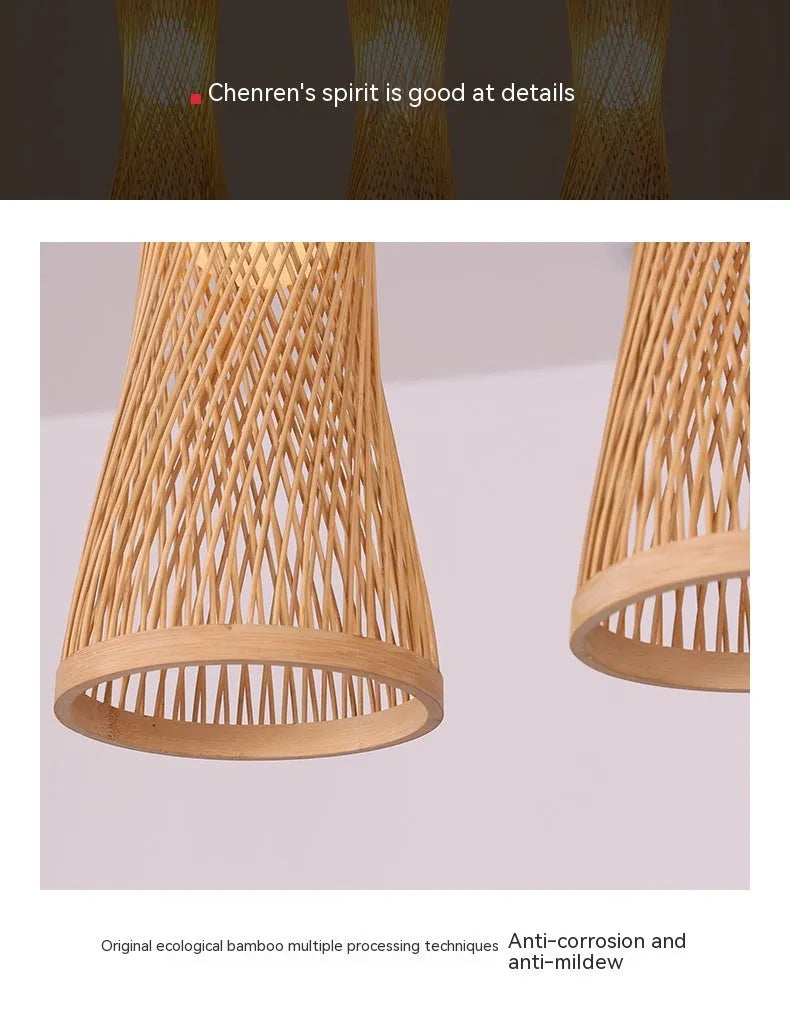 Japanese New Chinese style bamboo artwork chandelier with black disc for restaurant ceiling