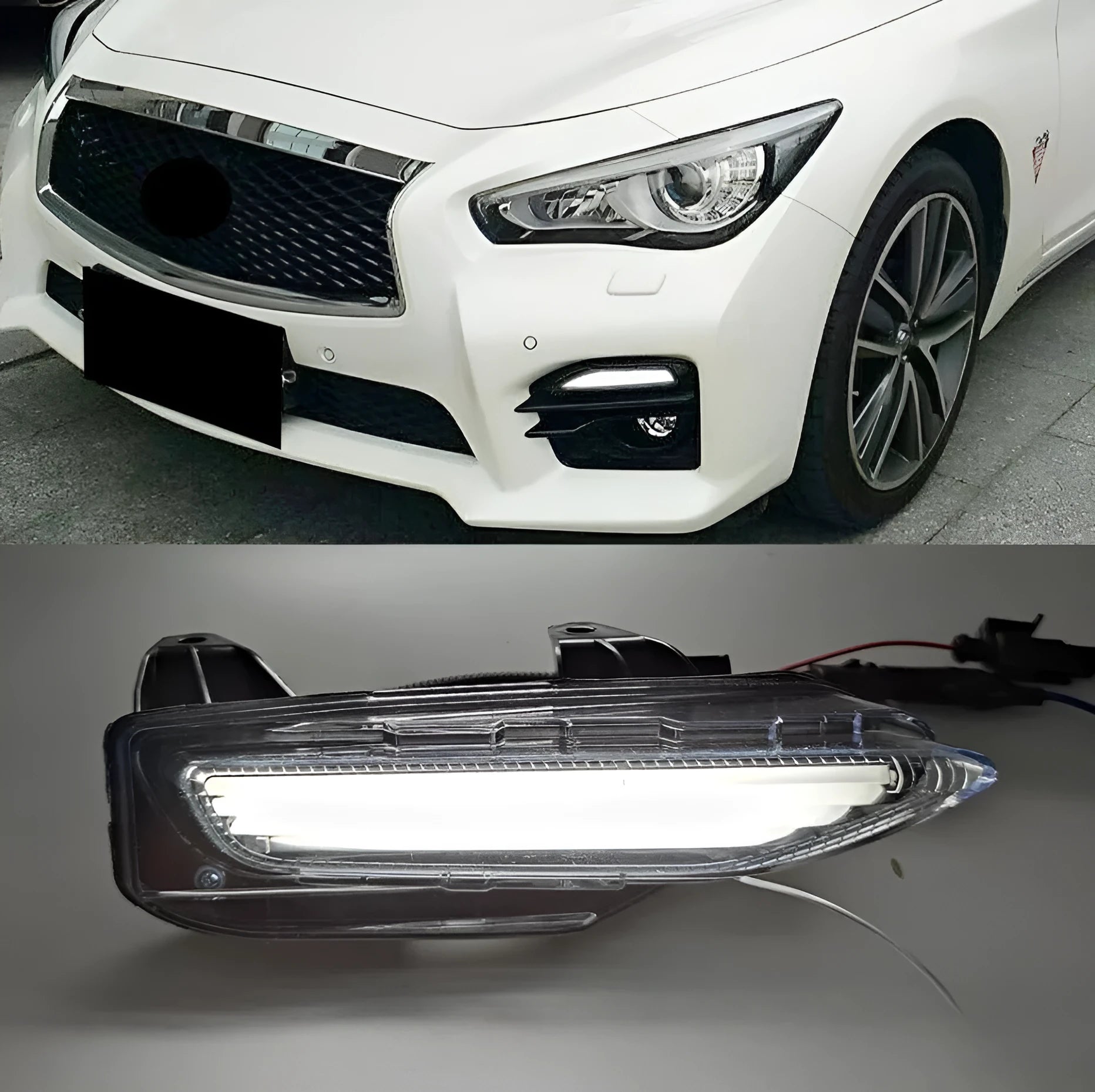 Infiniti Q50 Q70 front bumper LED turn signal and daytime running lamp assembly