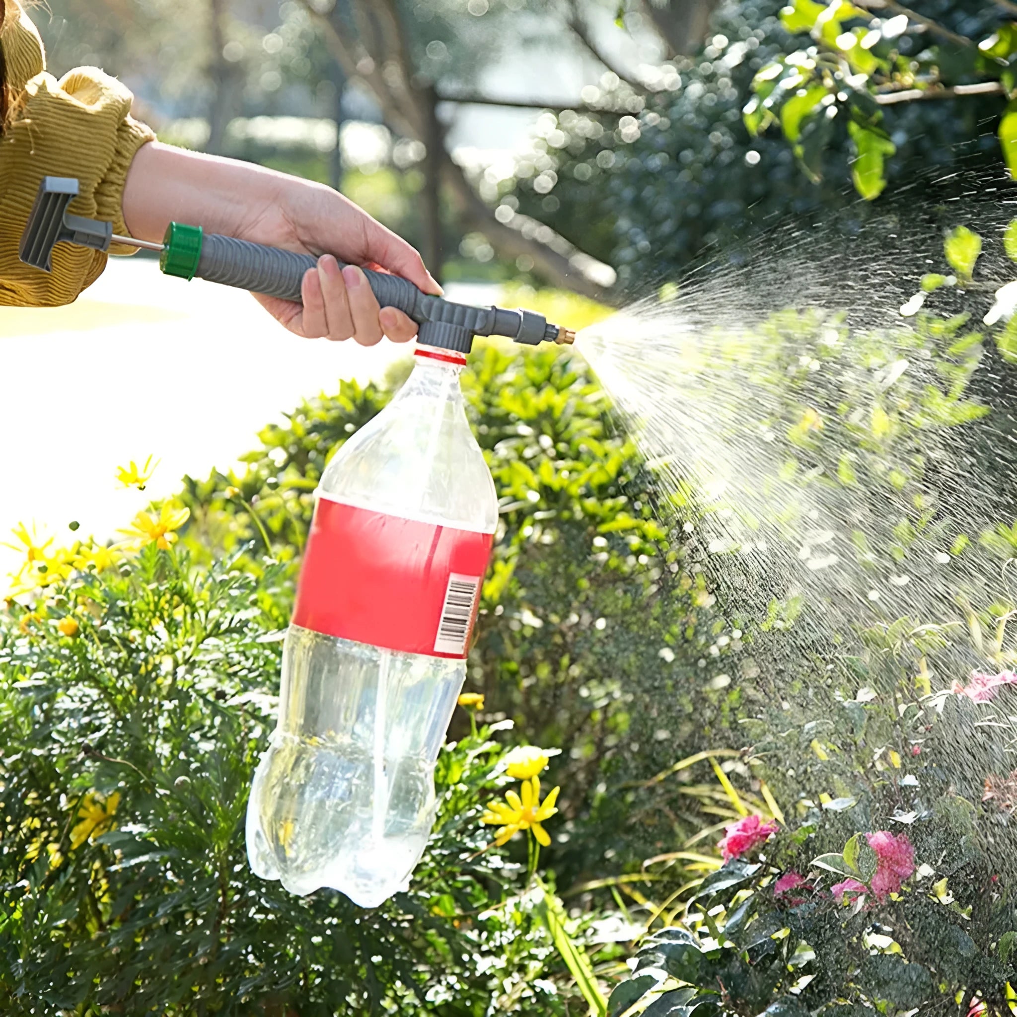 Universal plastic watering sprayer nozzle and tube for cola and sprite bottles