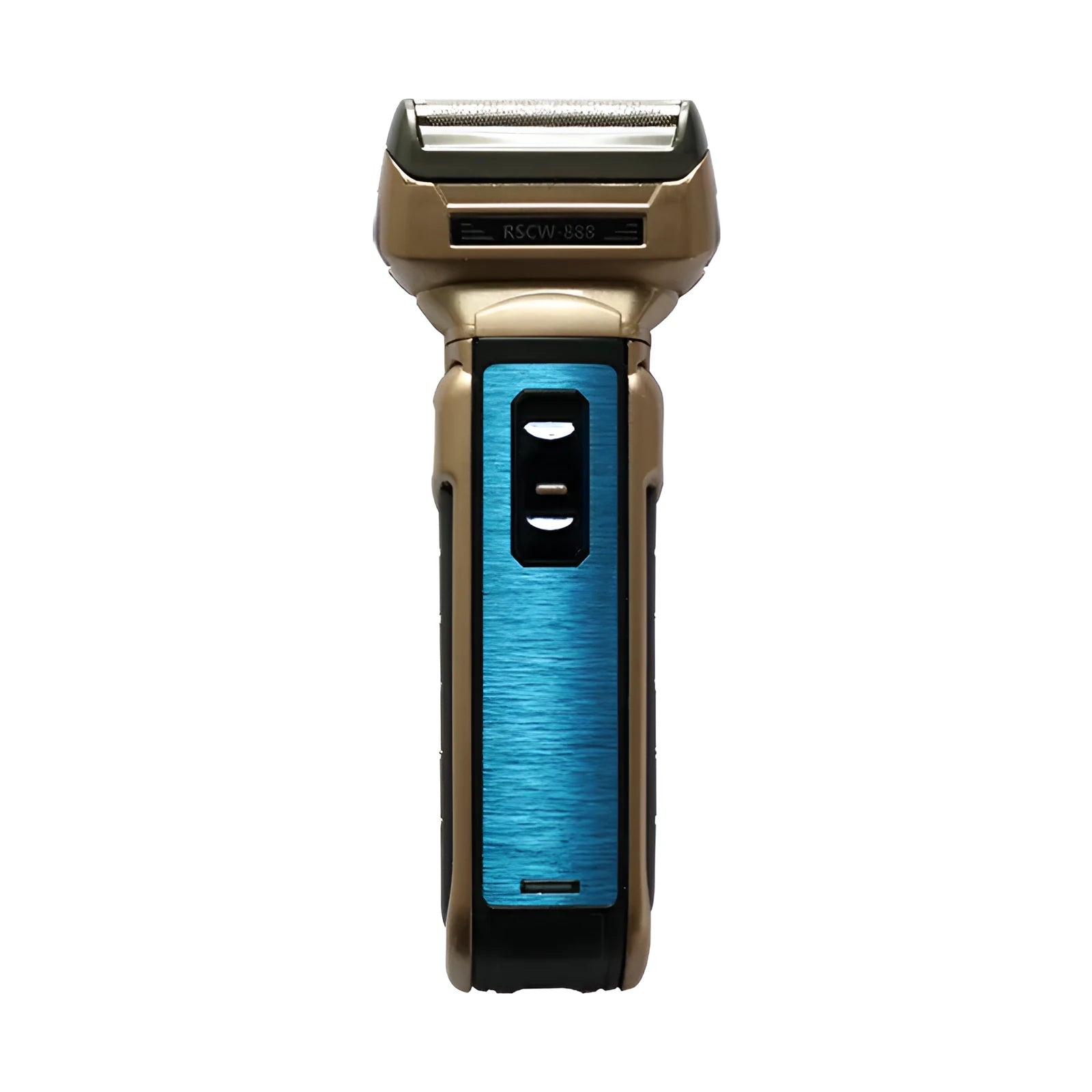 Electric shaver with comb and nose hair trimmer set on white background, 15.2 x 8.5 cm