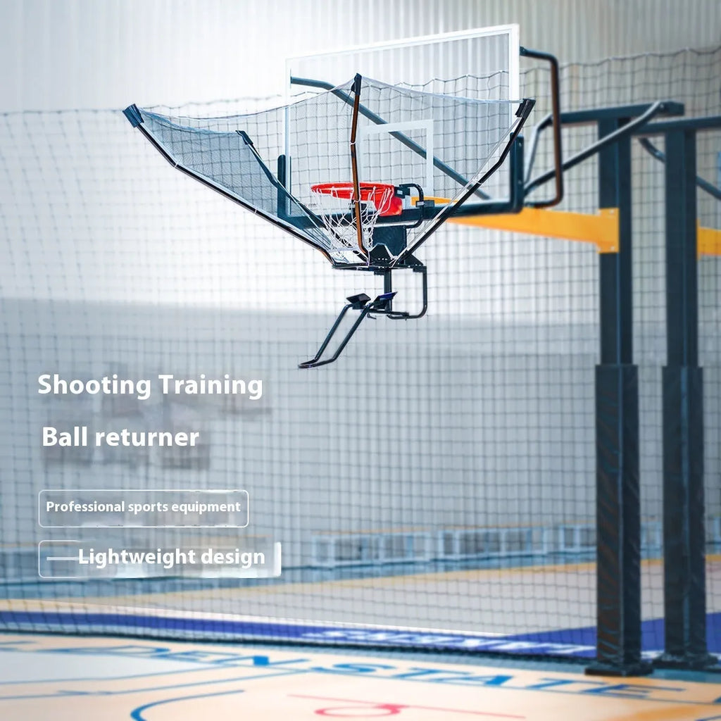 Basketball automatic serve training device with iron frame and cowhide surface for shooting practice