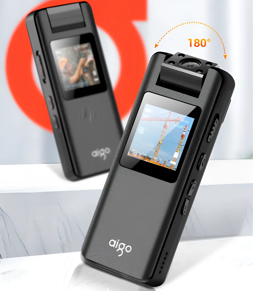 DSJ-S11 black body worn camera showing compact design, lens, and display screen.