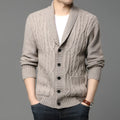 Men's Korean style jacquard knitted cardigan in chemical fibre blend for autumn winter wear