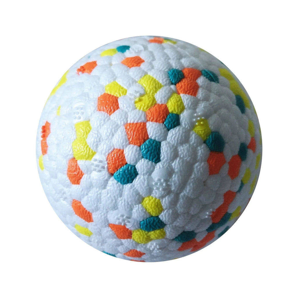 Green dog molars pet toy ball with corn grain texture for tooth cleaning, made from durable TPU