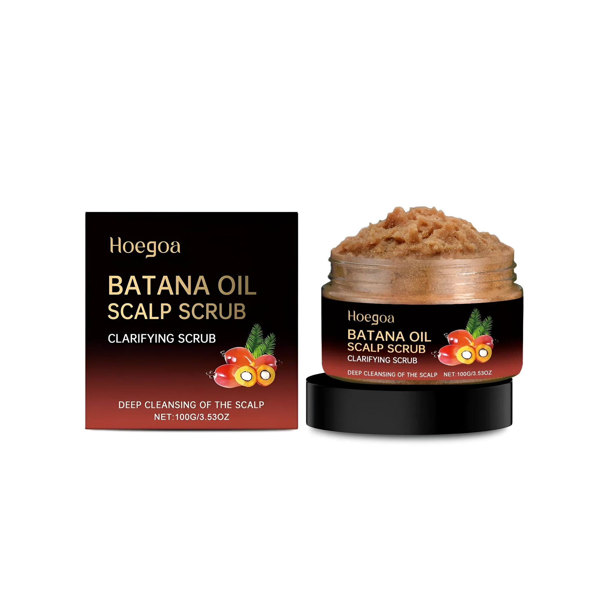 100g container of Nourishing Scalp Scrub cream with sea salt and macadamia oil.