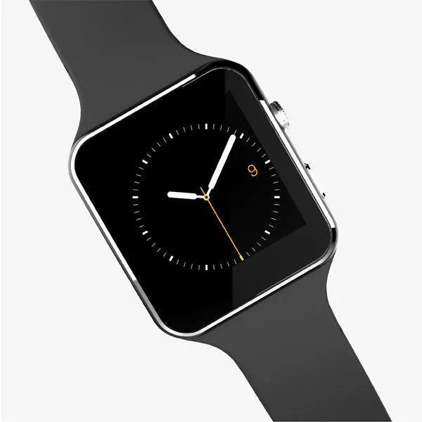 Smart watch with 1.54 inch touch screen and silicone strap showing display interface