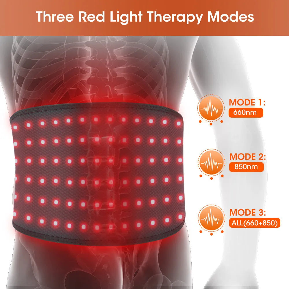 Grey neoprene electric waist therapy belt with adjustable strap and power connection.