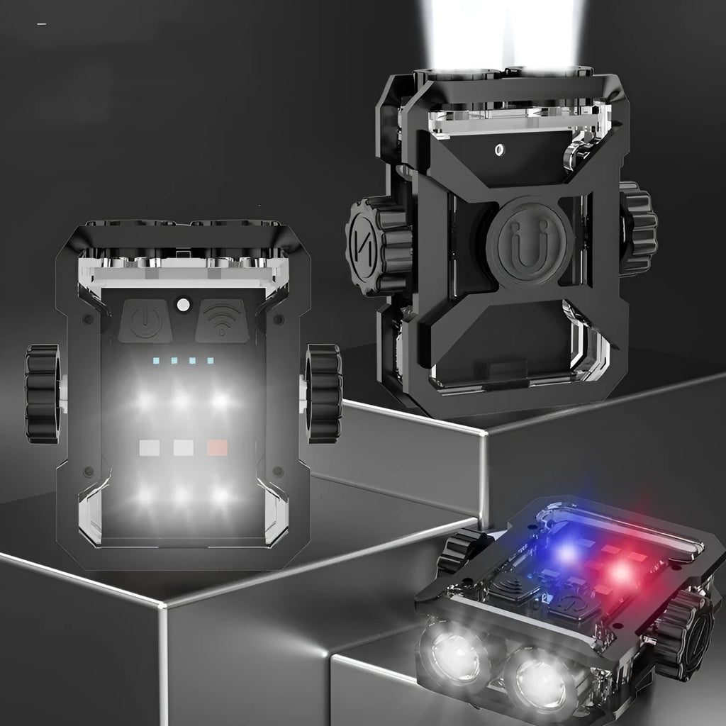 Black aluminium alloy mini keychain flashlight with fingertip gyro control and Type-C charging port