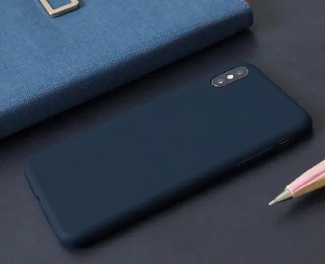 Frosted matte soft shell phone case for Apple iPhone, shown in one of nine colour options.
