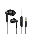 Black and white in-ear earphones with subwoofer for computer and mobile phone use