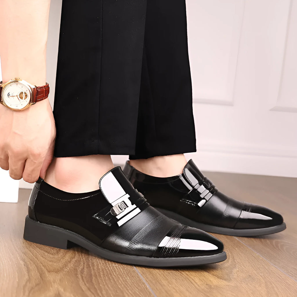 Men's microfiber leather shoes, black and brown, low top, non-slip rubber sole, sizes 37-48