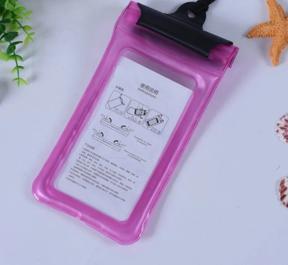 Mobile waterproof bag PVC phone pouch with three-layer seal, 6 inch capacity, 12 colours