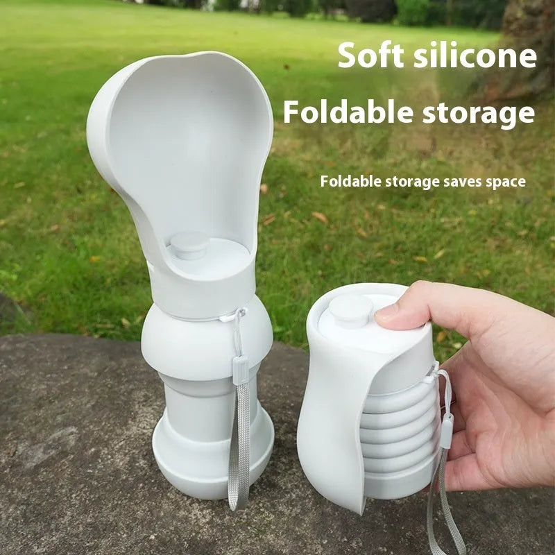 Silicone pet folding drinking cup collapsed and expanded for portable outdoor use with dogs or cats