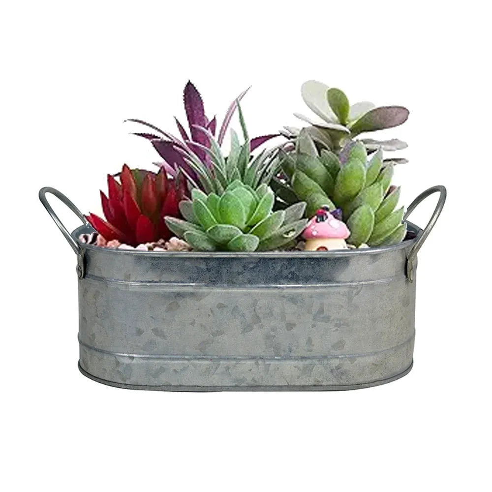 Iron sheet desktop succulent flower pot with corrosion-resistant metal finish