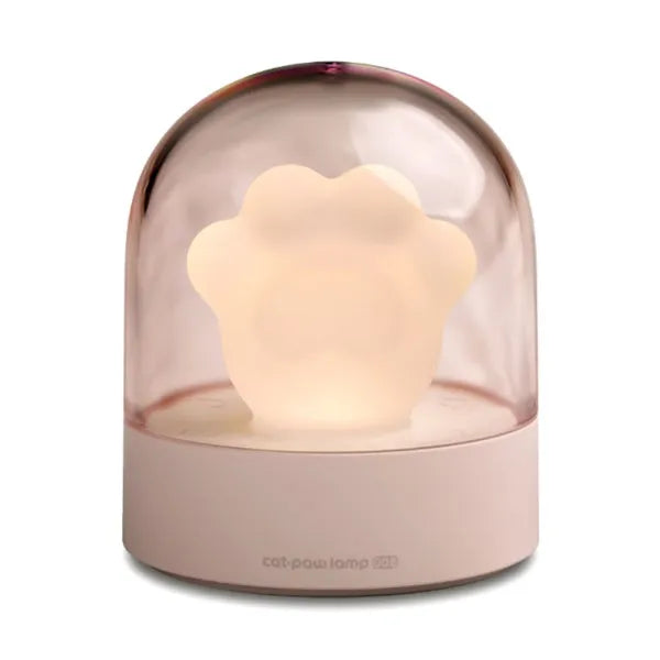 Pink cat paw shaped night light with USB charging cable and music box function