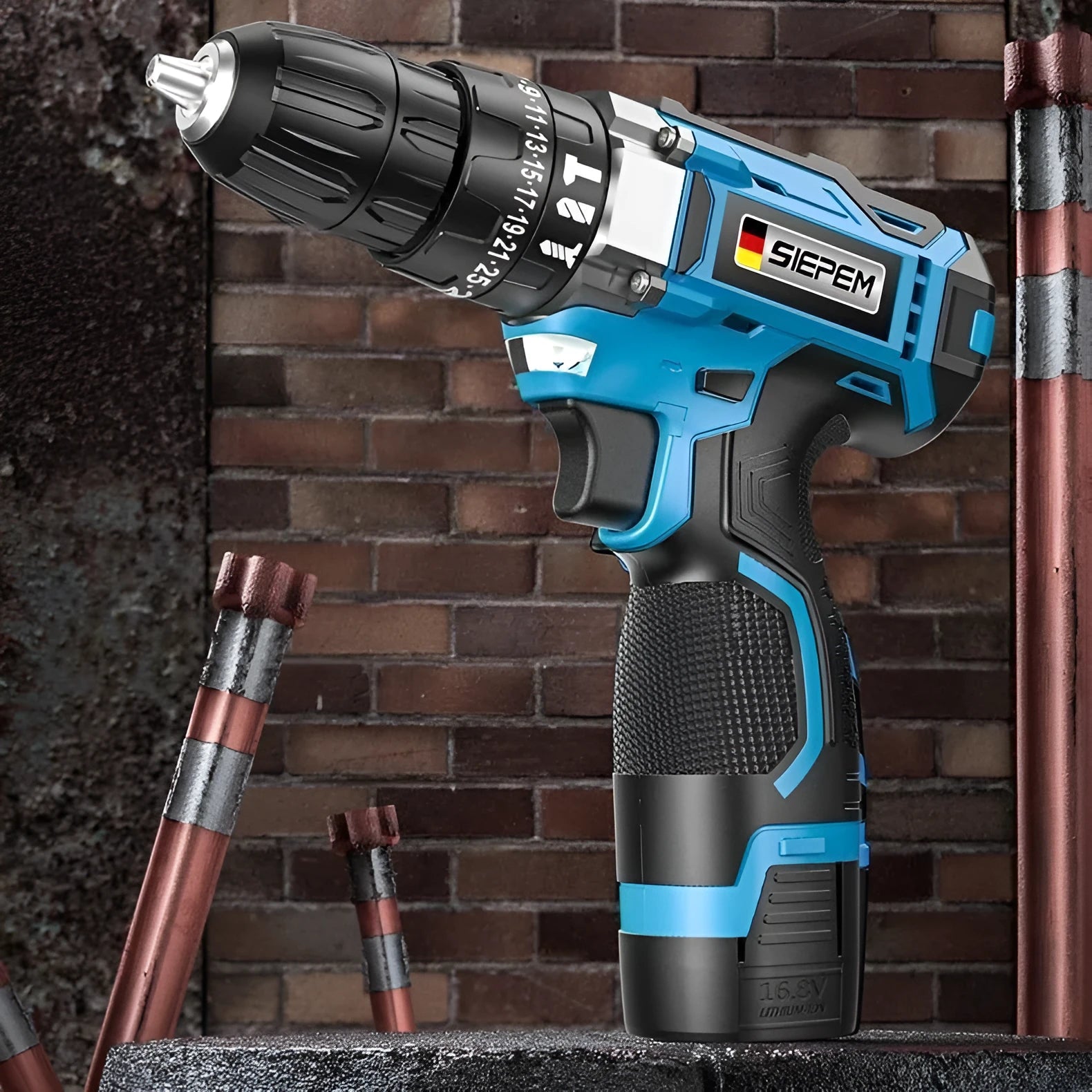 12V two-speed multifunctional impact pistol drill electric screwdriver set with plastic storage box