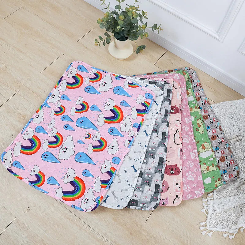 Reusable washable pet urine pad with waterproof backing in animal print design