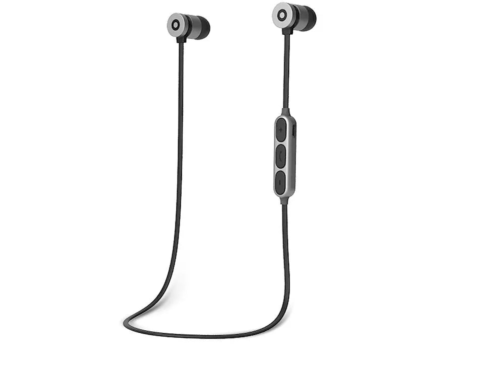 Metal magnetic sports Bluetooth wireless headset with neck-mounted design and in-ear buds