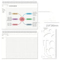 A4 large size mind map notebook with PP cover, open to show the included template and 80g paper.