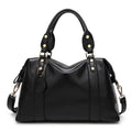 Women's PU leather handbag with lychee pattern, 33cm x 13cm x 23cm, in wine red, black, gray, or blue.