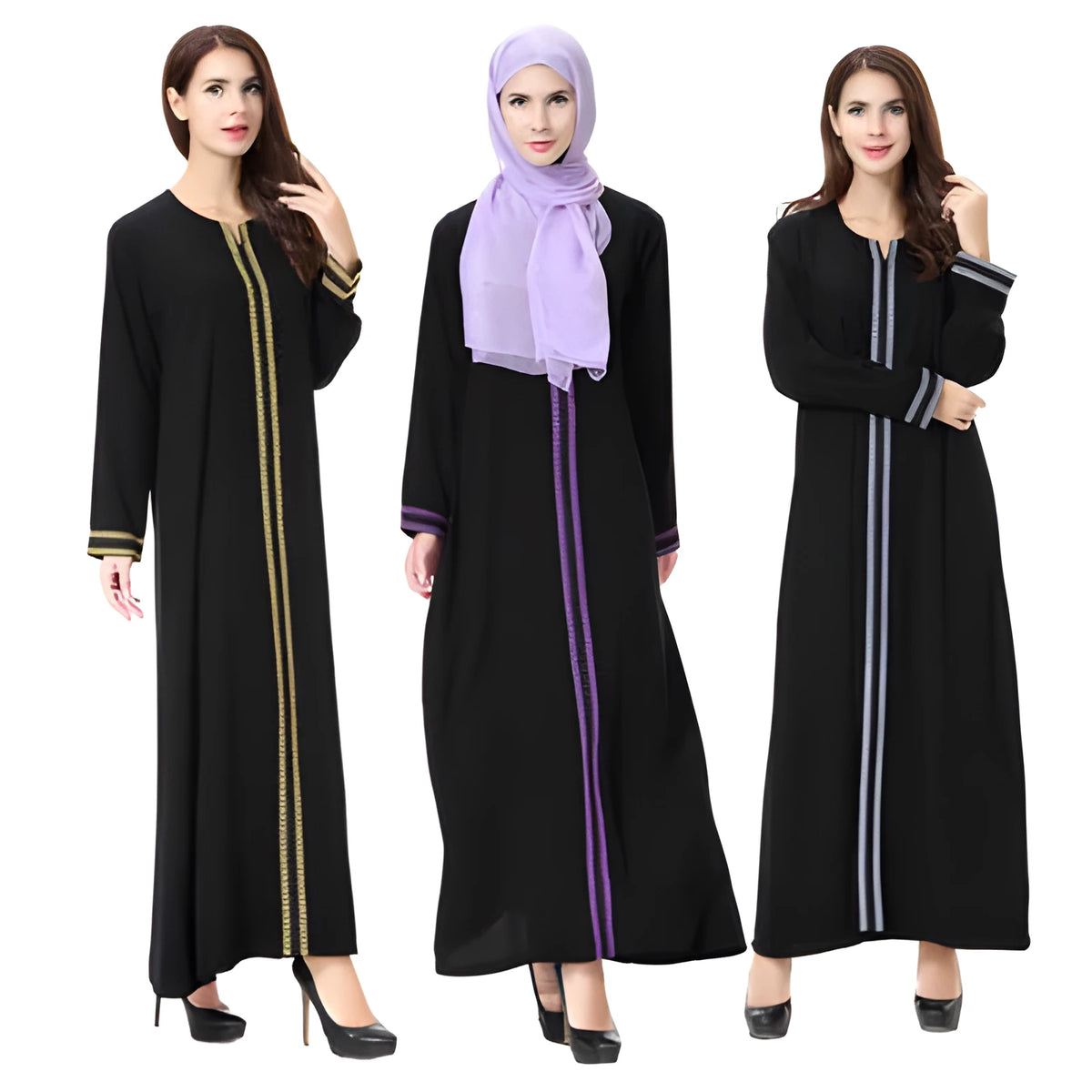 National dress gown robe in cotton and linen blend, available in Gold, Grey, or Purple, sizes S to 3XL.