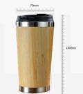 Bamboo coffee cup with double wall insulation, recyclable leak-proof lid, and anti-slip foam pad