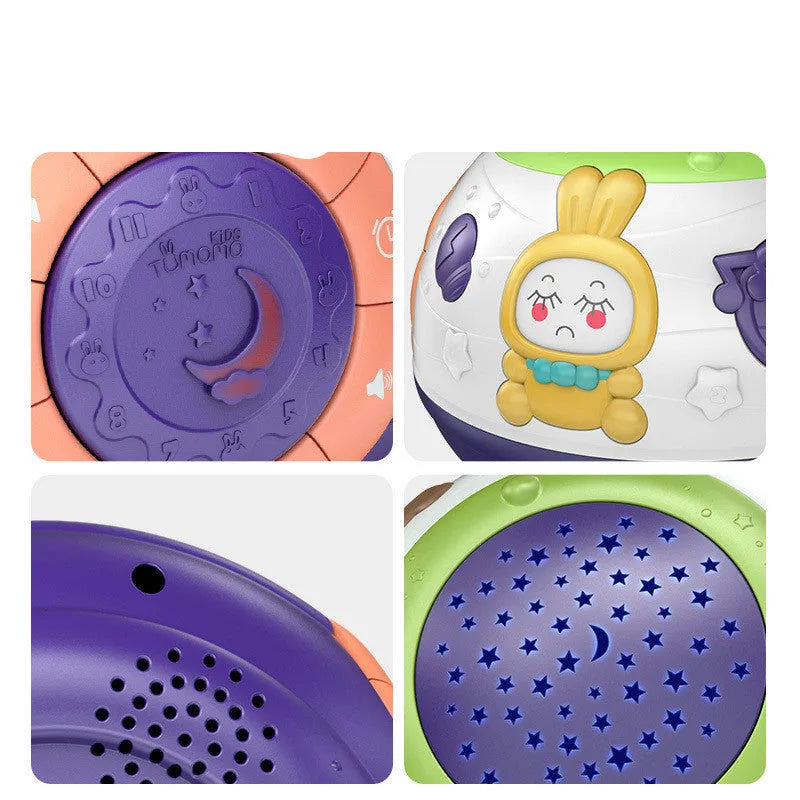 White starry sky night light projector for children with colour-changing LEDs and sound modes