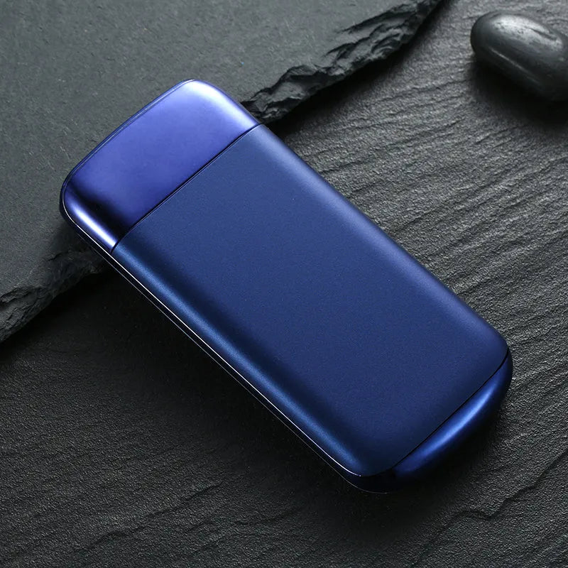 Y10 portable power bank with LCD display showing battery percentage, in black colour with two USB ports.