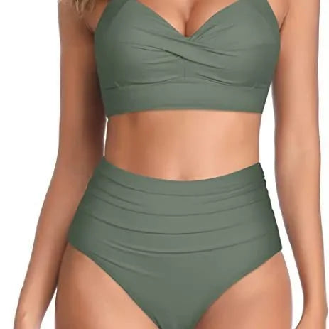 Women's split bow bikini swimwear in multiple colours with backless briefs design