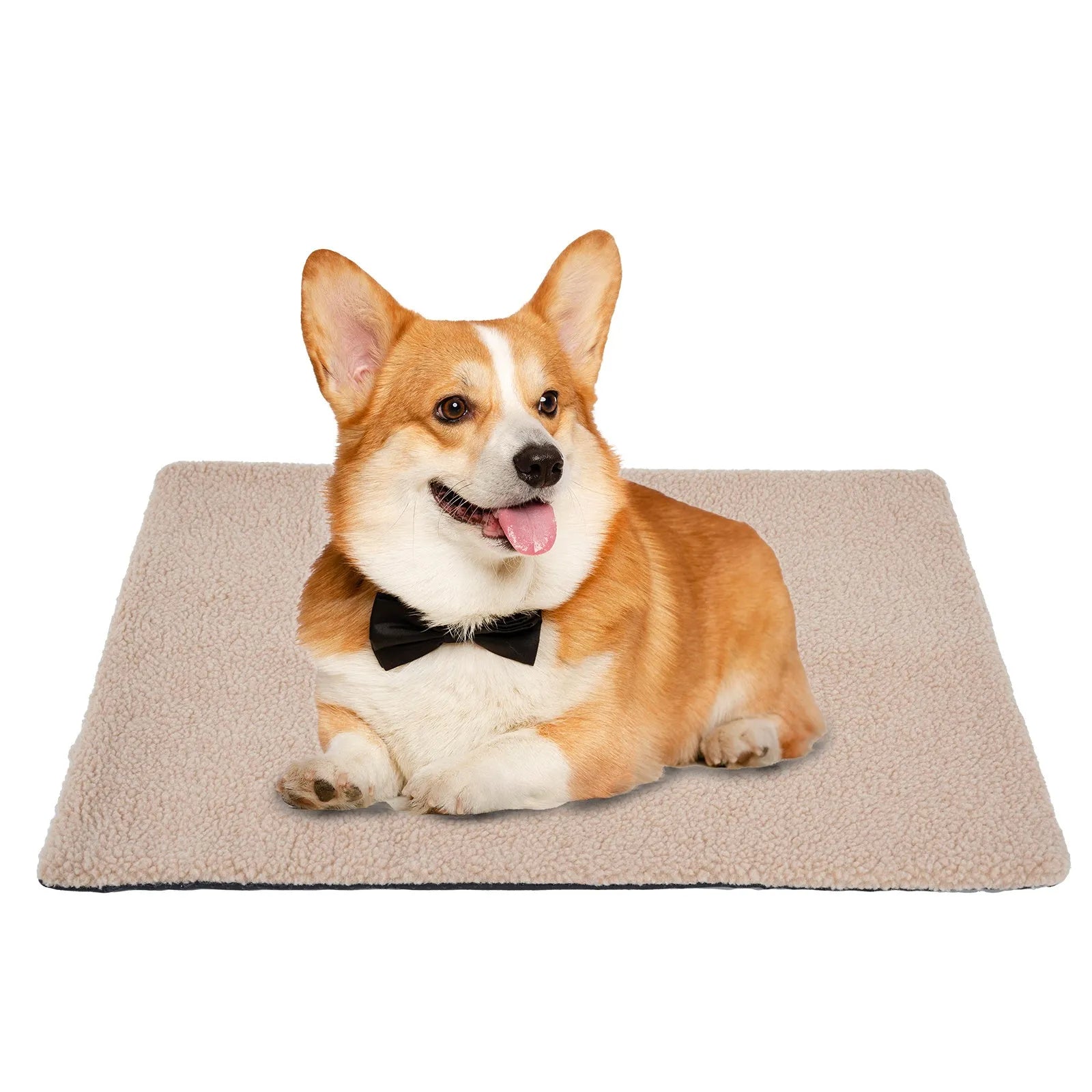 Grey plush self-heating pet bed for cats and small dogs with dimensions 95x65cm